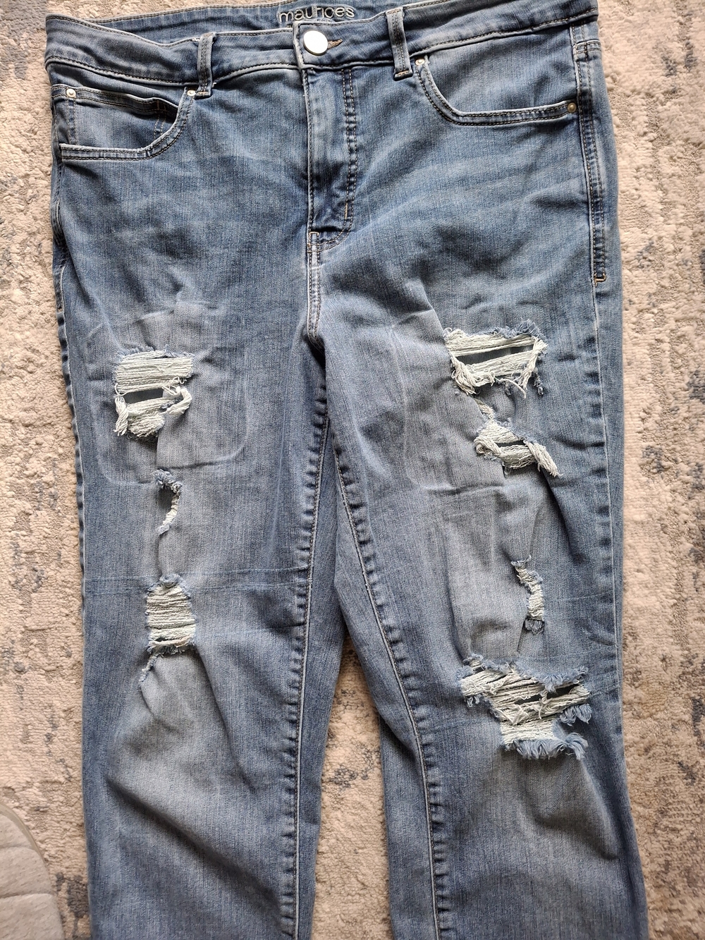 Maurices EverFlex High Rise Distressed Skinny Blue Jeans Size 16 Reg